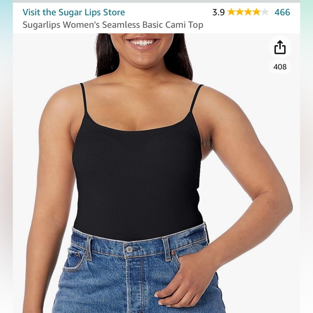 NWT Sugarlips Seamless Basic Strap Tank in Black